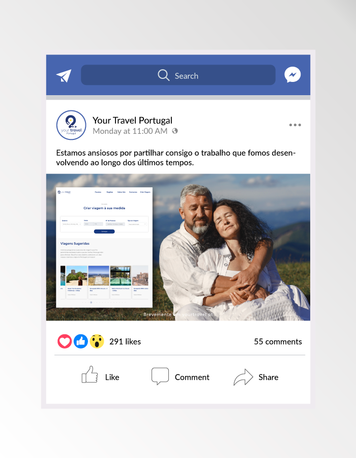 Post rede social Facebook your travel
