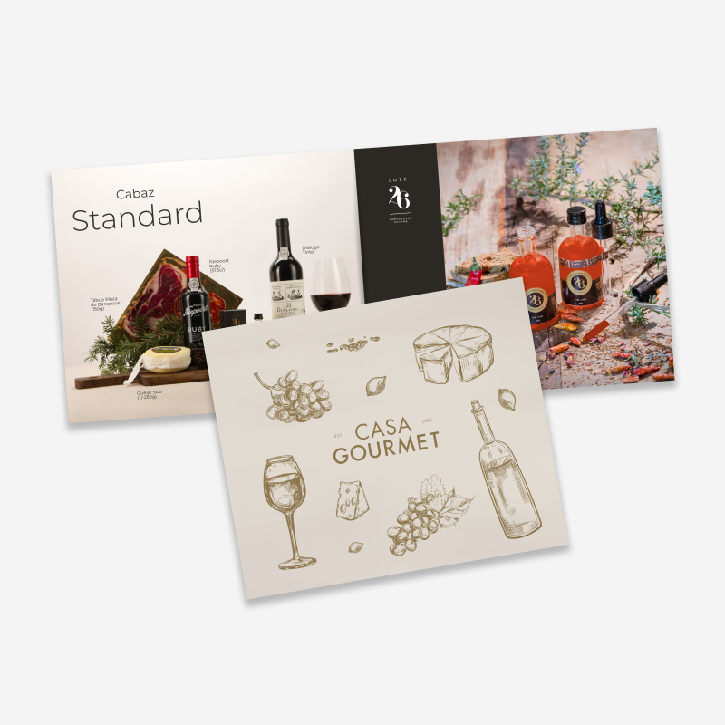 capa e cabaz standard do design do catálogo editorial da casa gourmet